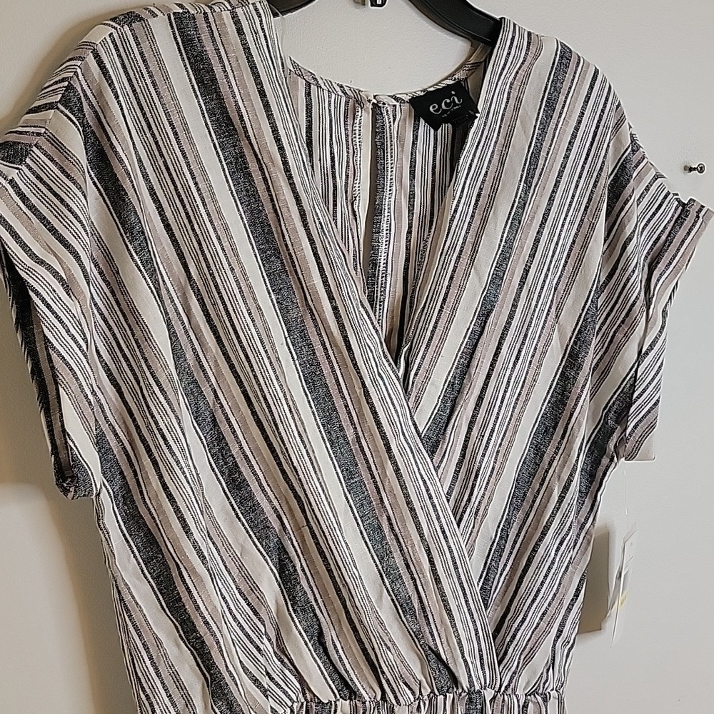 ECI New York Navy, Cream And Tan Linen JUMPER Nwt Size MEDIUM - Picture 2 of 9